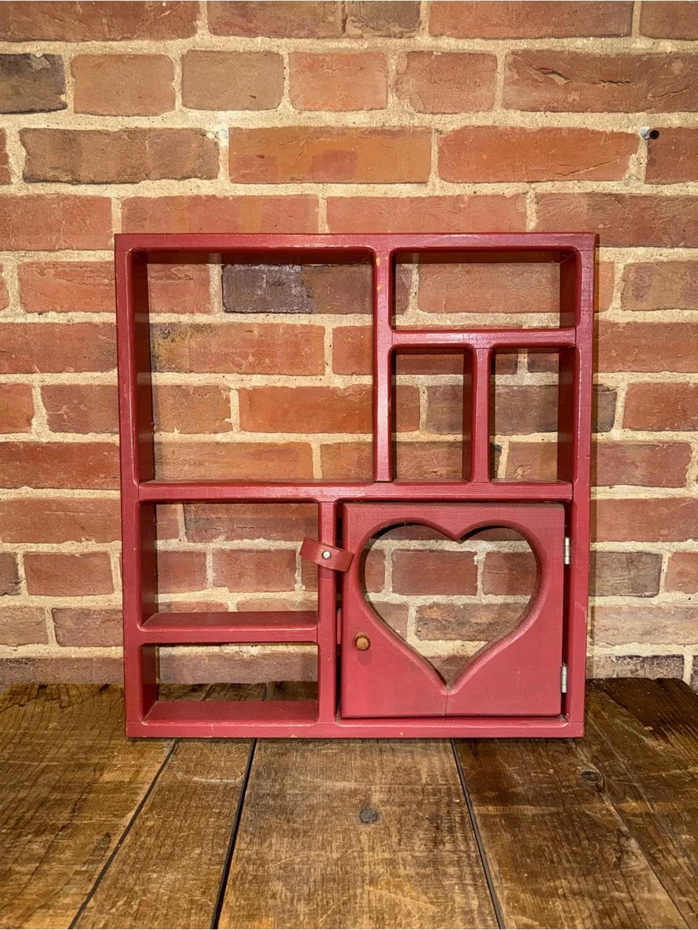 Wooden Wall Shelf Heart Cutout Cubby Display Knick Knack Farmhouse